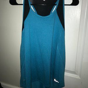 Nike Crew Blue Lagoon Black Mesh Running Tank